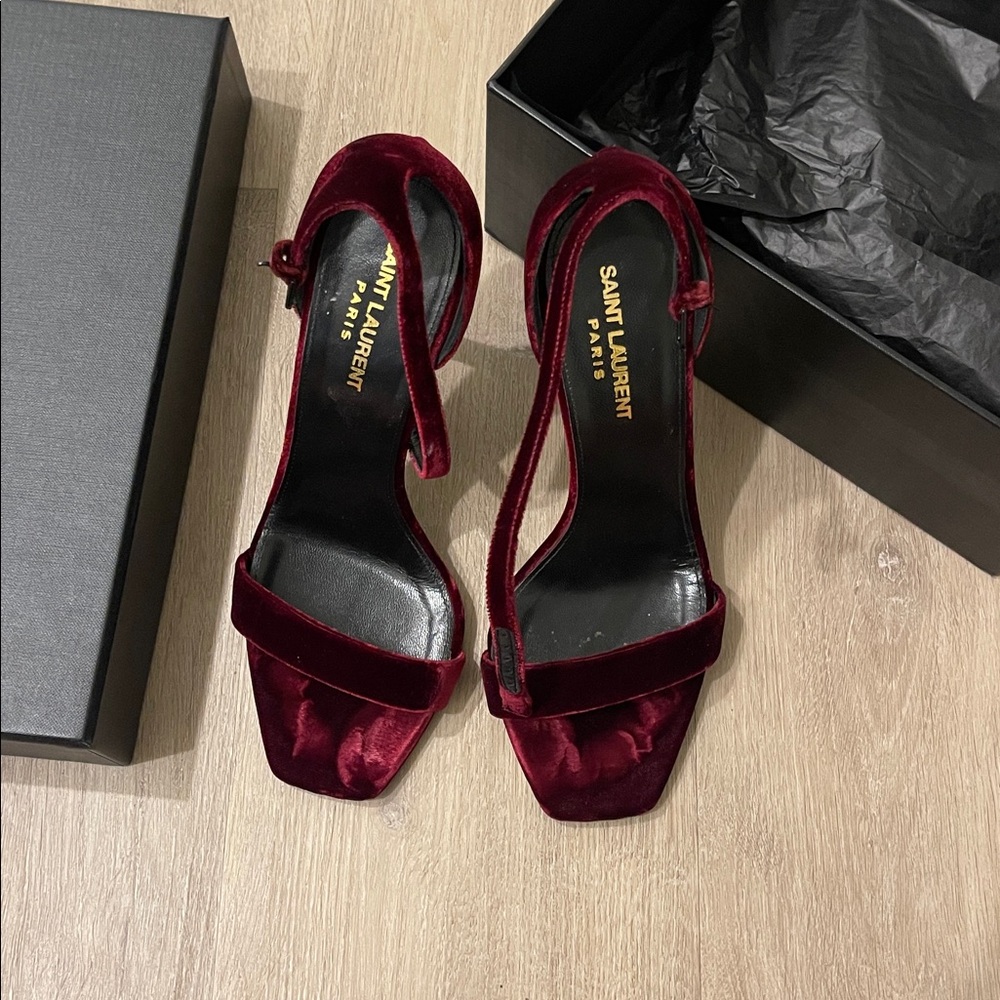 Saint Laurent Dark Red Velvet Heels